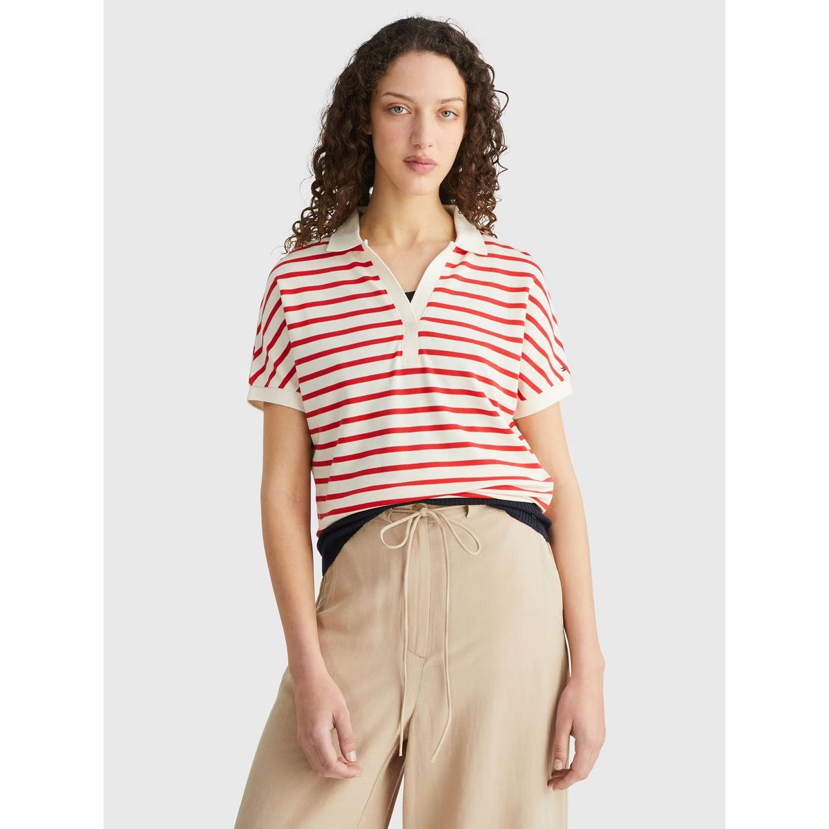 TOMMY HILFIGER - Polo Relaxed Fit A Rayas Rojo Tommy Hilfiger