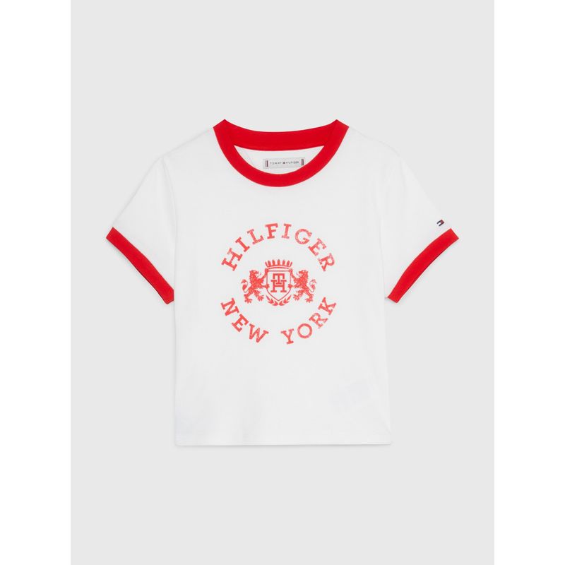 TOMMY HILFIGER - Polera Crest Entallada Blanco Tommy Hilfiger