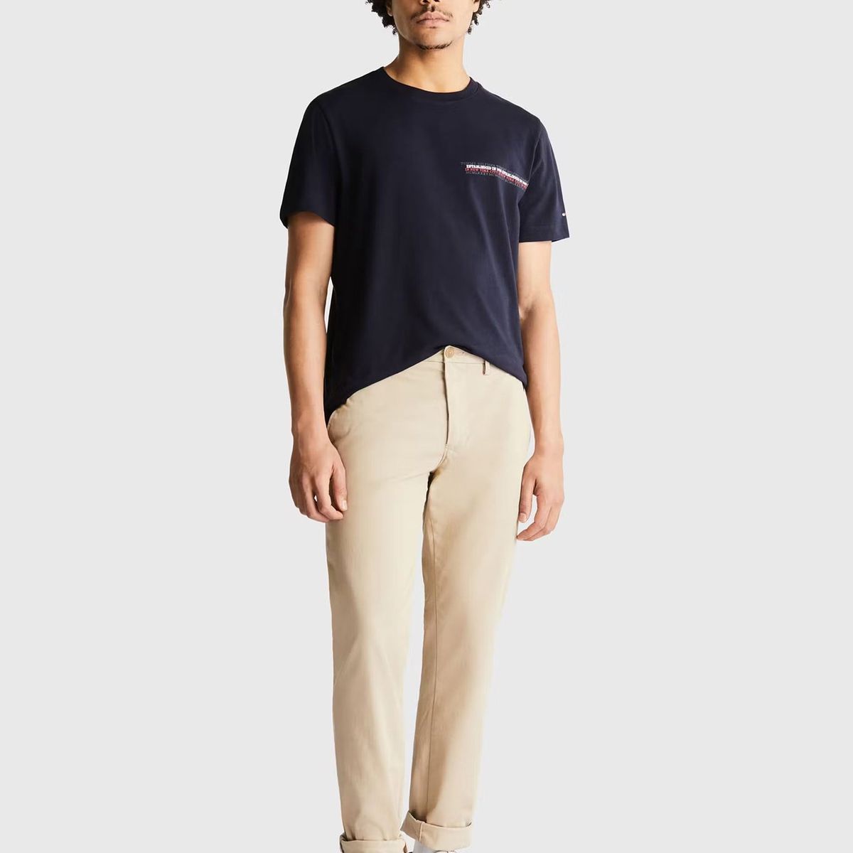 TOMMY HILFIGER - Polera Con Logo Small Monotipo Azul Tommy Hilfiger