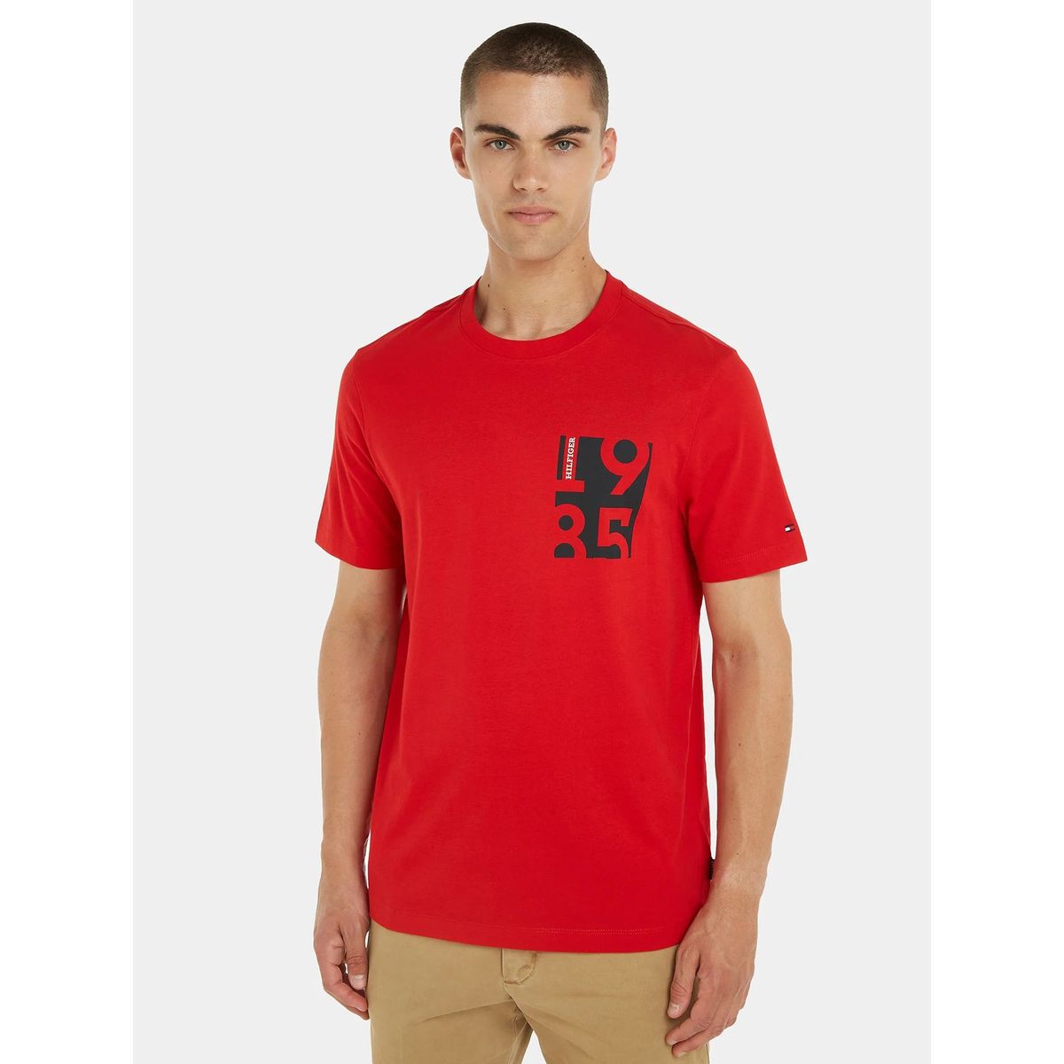 TOMMY HILFIGER - Polera Chest Print Logo Rojo Tommy Hilfiger