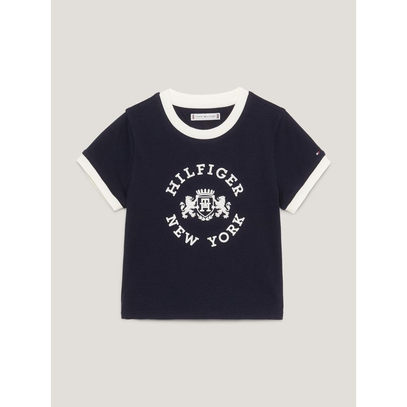 TOMMY HILFIGER - Polera Crest Entallada Azul Tommy Hilfiger