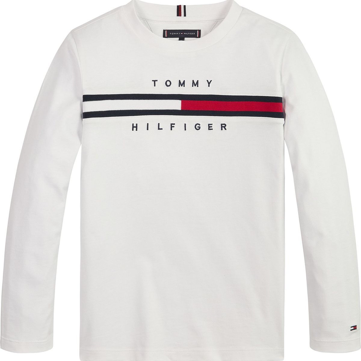 TOMMY HILFIGER - Polera Flag Rib Insert  Blanco Tommy Hilfiger