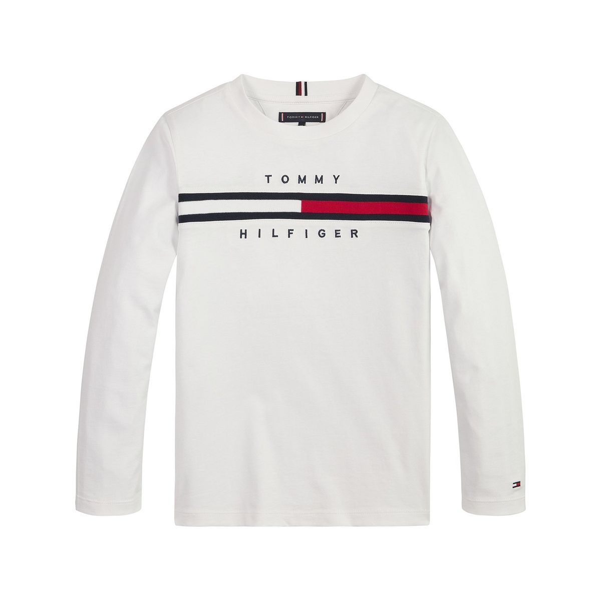 TOMMY HILFIGER - Polera Flag Rib Insert  Blanco Tommy Hilfiger