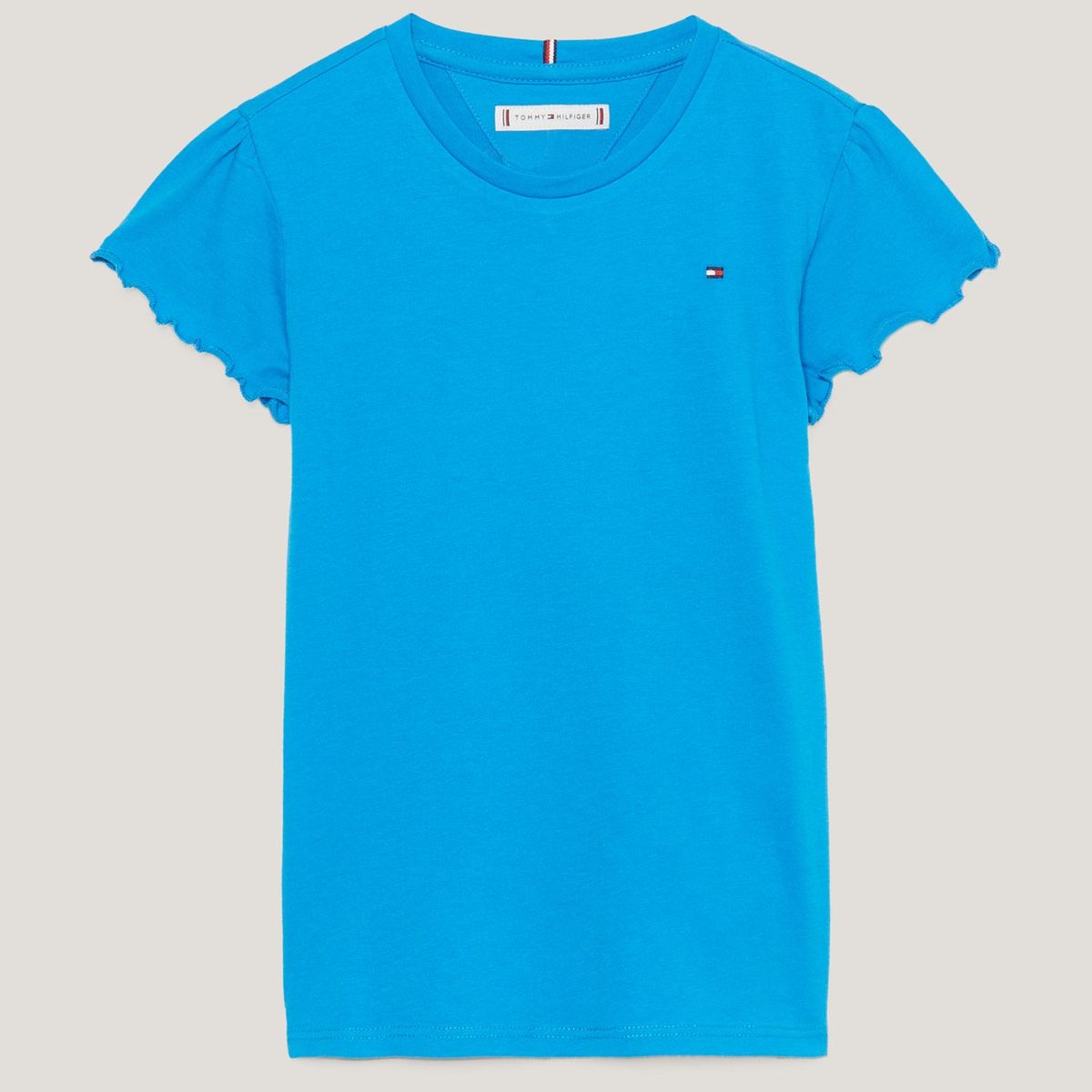 TOMMY HILFIGER - Polera De Niña Essential Con Mangas De Vuelos Celeste Tommy Hilfiger