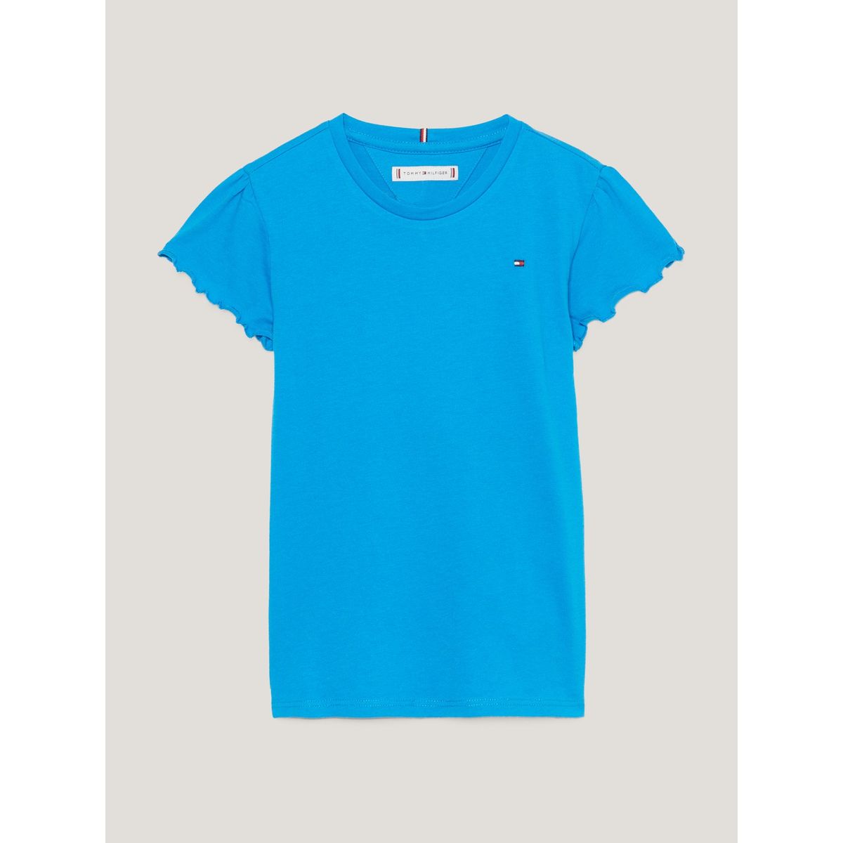 TOMMY HILFIGER - Polera De Niña Essential Con Mangas De Vuelos Celeste Tommy Hilfiger