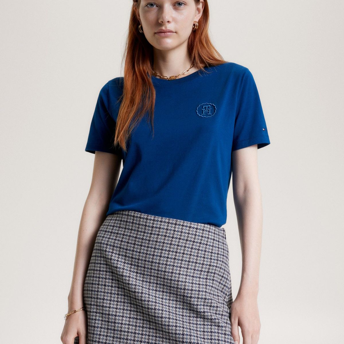 TOMMY HILFIGER - Polera Modern Tonal Con Logo Azul Tommy Hilfiger