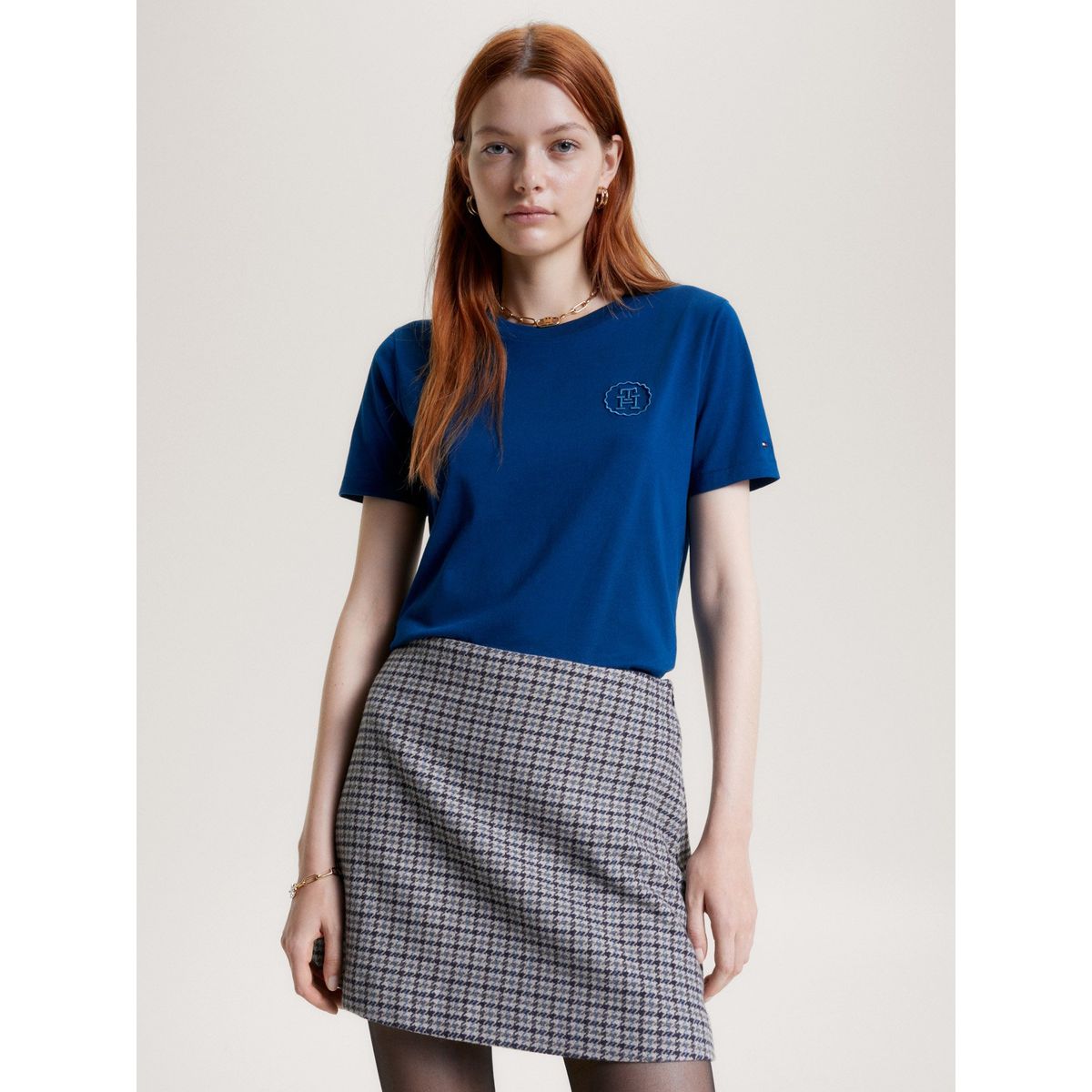 TOMMY HILFIGER - Polera Modern Tonal Con Logo Azul Tommy Hilfiger