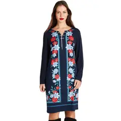 LORENZO DI PONTTI - Vestido Manga Larga Estampado Azul