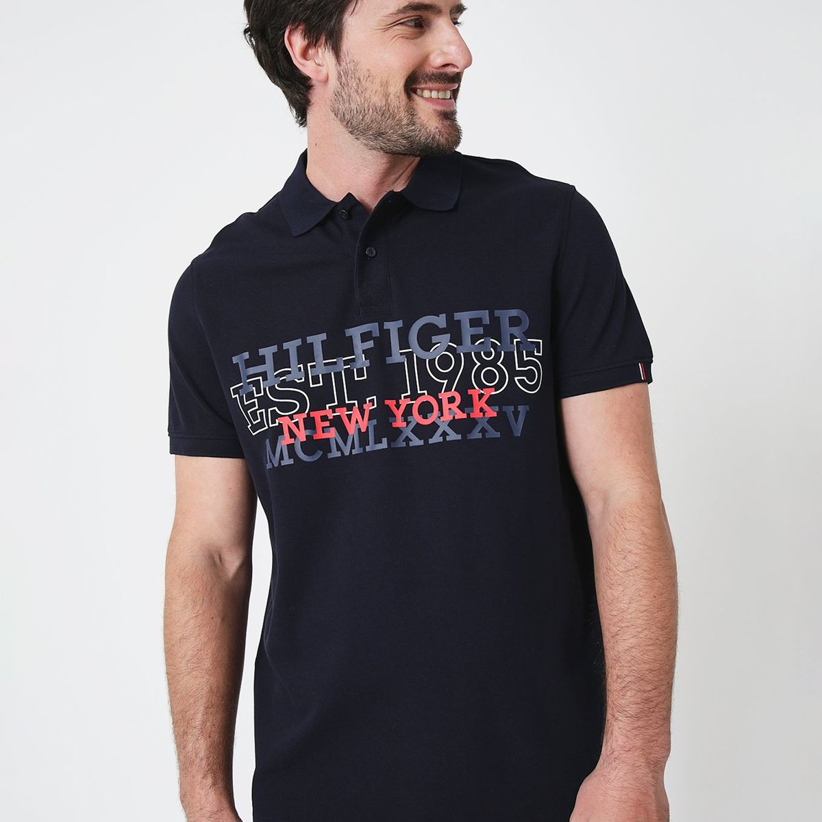 TOMMY HILFIGER - Polo Regular Fit Monotype Logo Azul Tommy Hilfiger