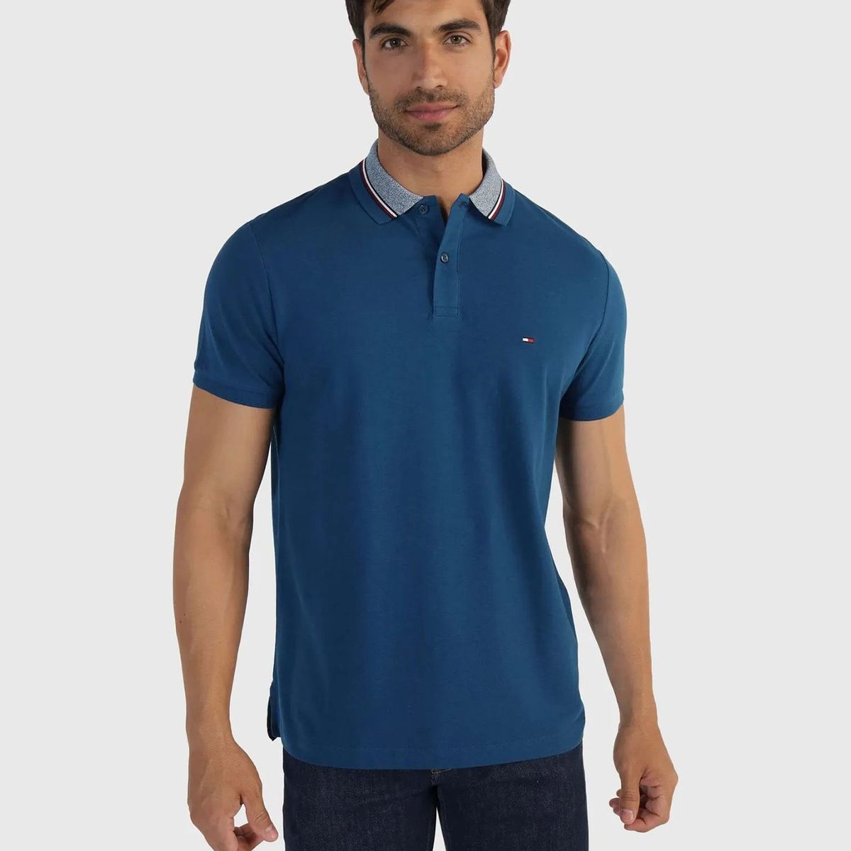 TOMMY HILFIGER - Polo Regular Fit Cuello Ribeteado Azul Tommy Hilfiger