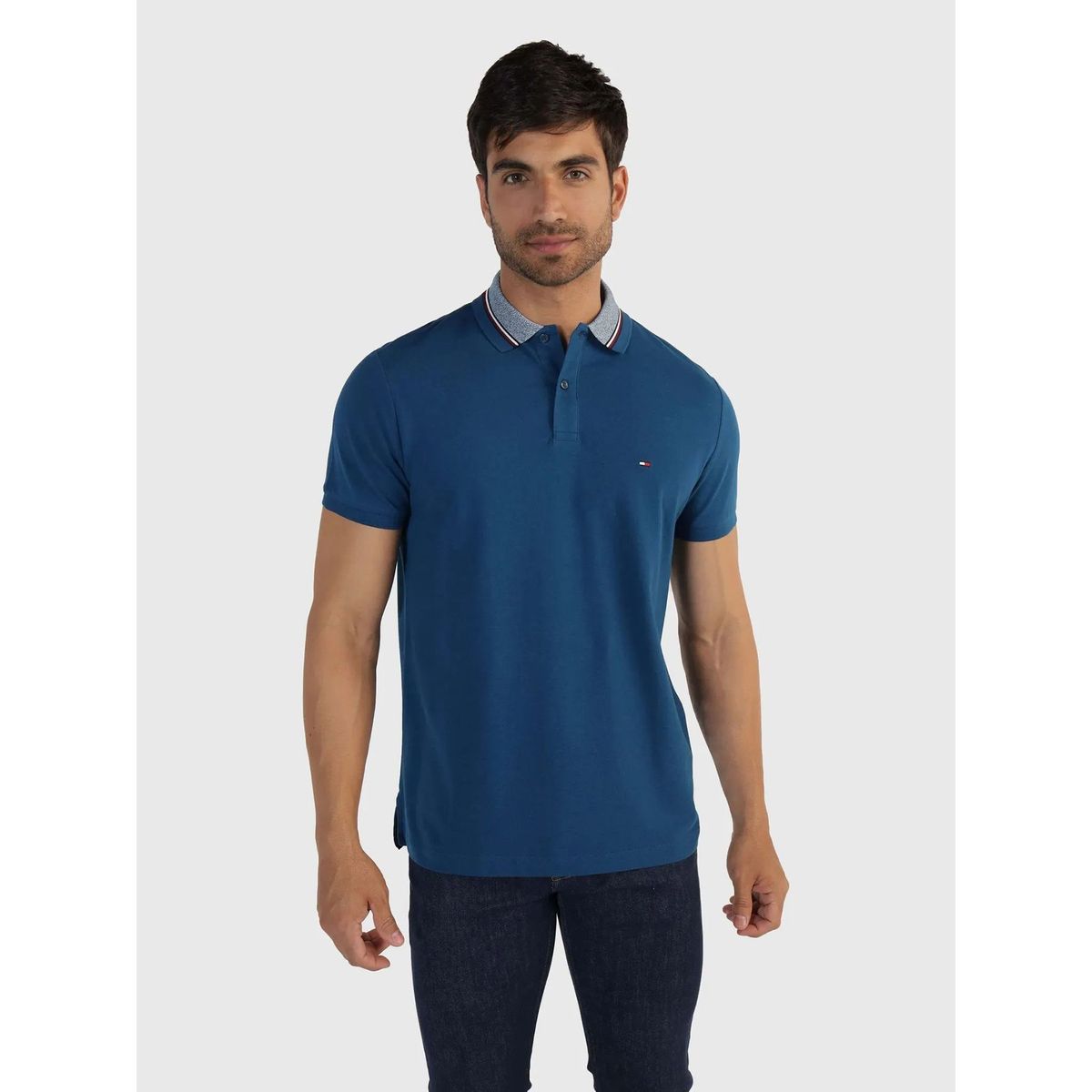 TOMMY HILFIGER - Polo Regular Fit Cuello Ribeteado Azul Tommy Hilfiger