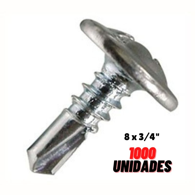 GENERICO - Tornillo Cabeza De Lenteja 8 x 3/4 Punta Broca 1000 UND