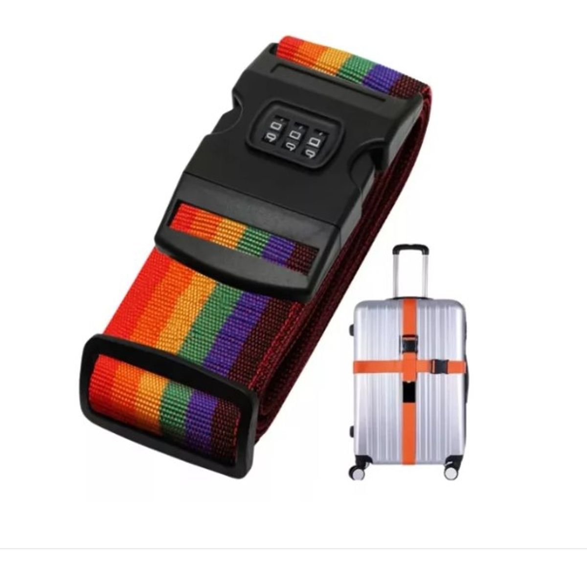 GENERICO - Candado Maleta Viaje 3 Diales Correas Ajustable Equipaje