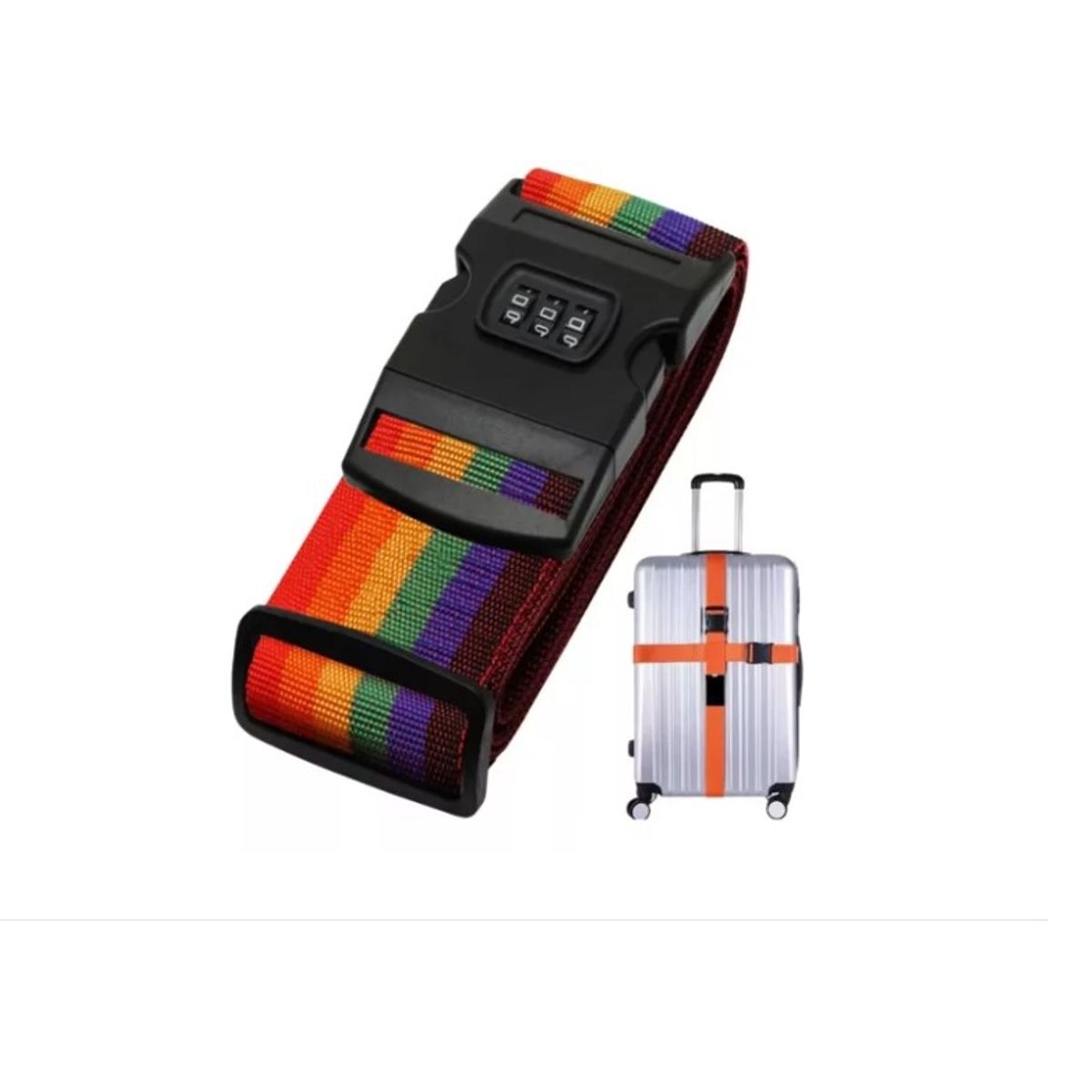 GENERICO - Candado Maleta Viaje 3 Diales Correas Ajustable Equipaje