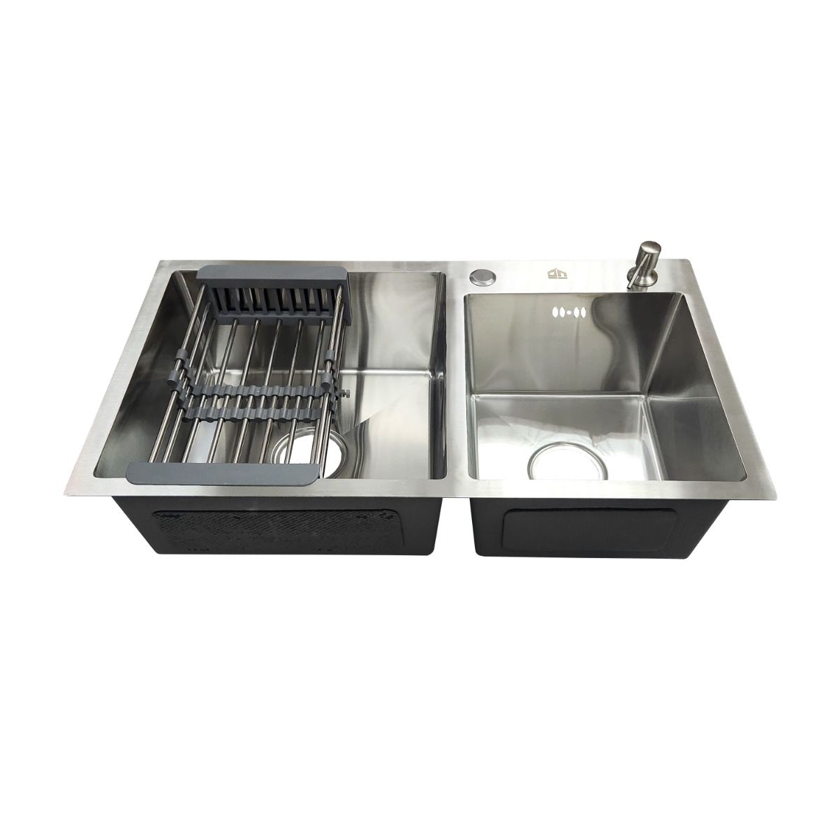 GENERICO - LAVAPLATOS 78X43 SILVER + DISPENSADOR + REJILLA