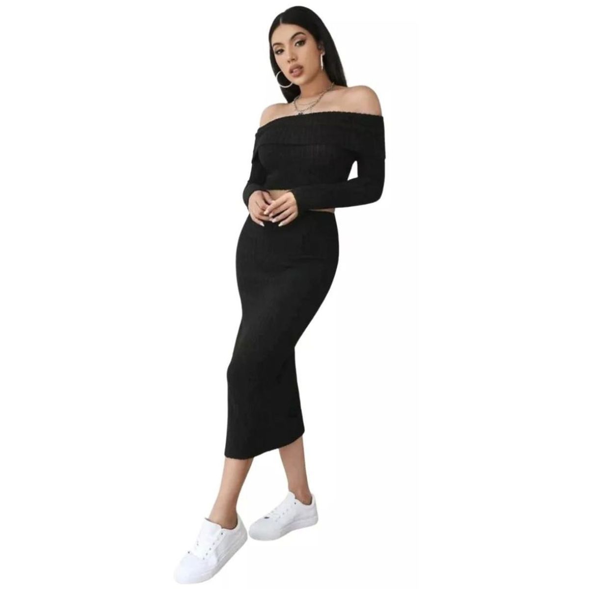 GENERICO - CONJUNTO FALDA CROP TOP JUVENIL IDEAL PRIMAVERA VERANO V009