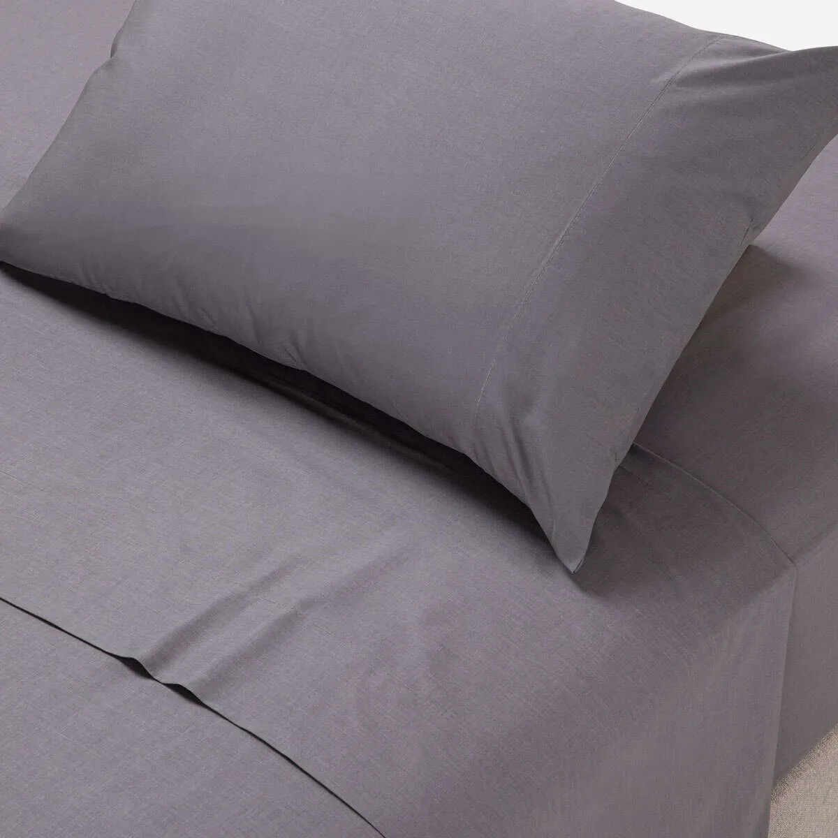 ROSEN - Sábana Rosen 144 Hilos Lisa Grafito 1,5 Plazas