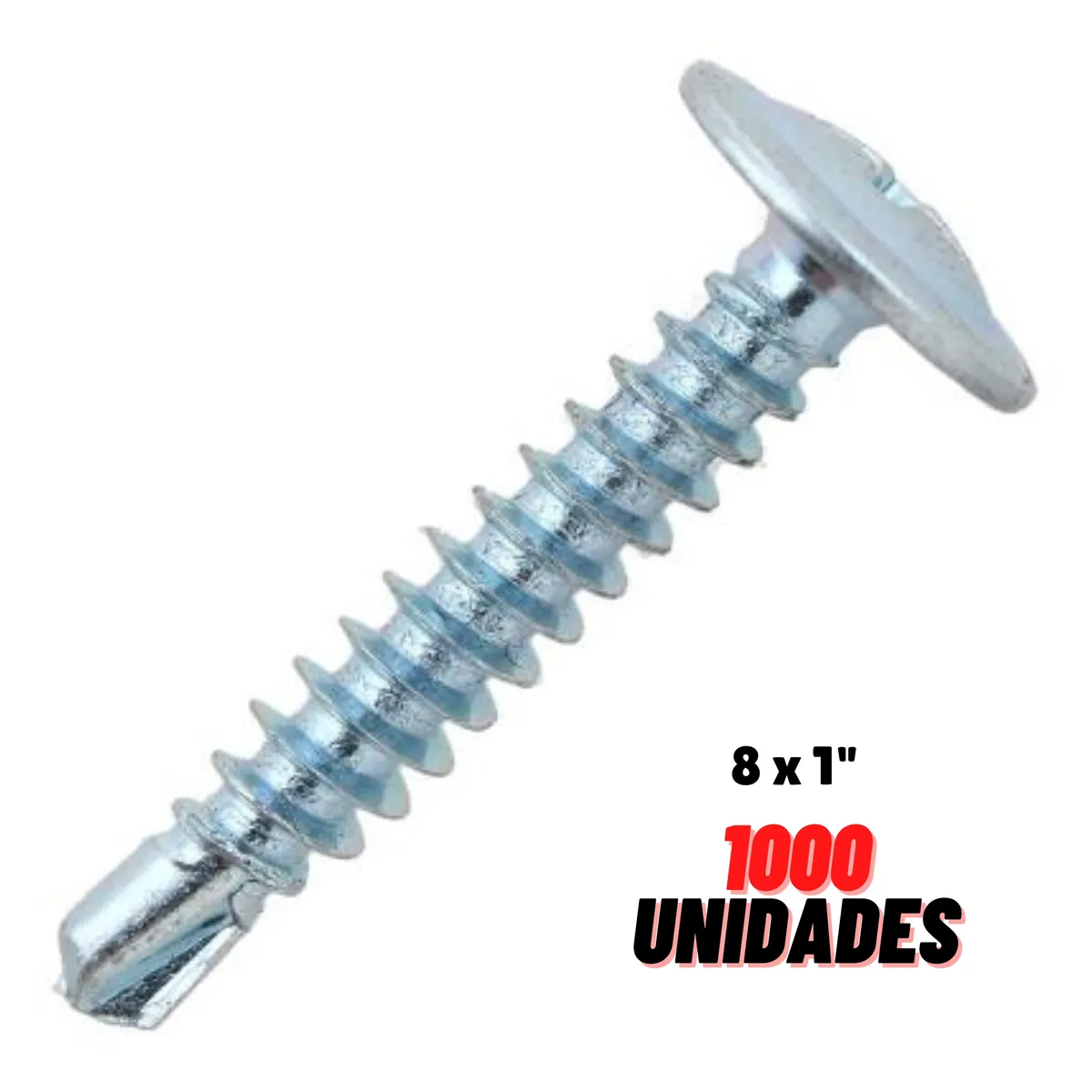 GENERICO - Autoperforante Cabeza De Lenteja 8 x 1 Punta Broca 1000 UND