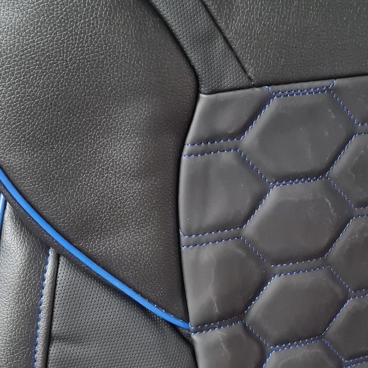 GENERICO - Set cubreasiento 9 piezas Negro Hilos blancos