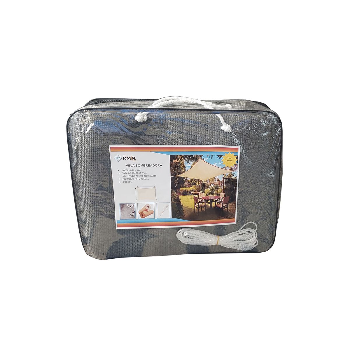 GENERICO - Vela Sombreadora 4x5 HDPE Rectangular Gris Sombra 95