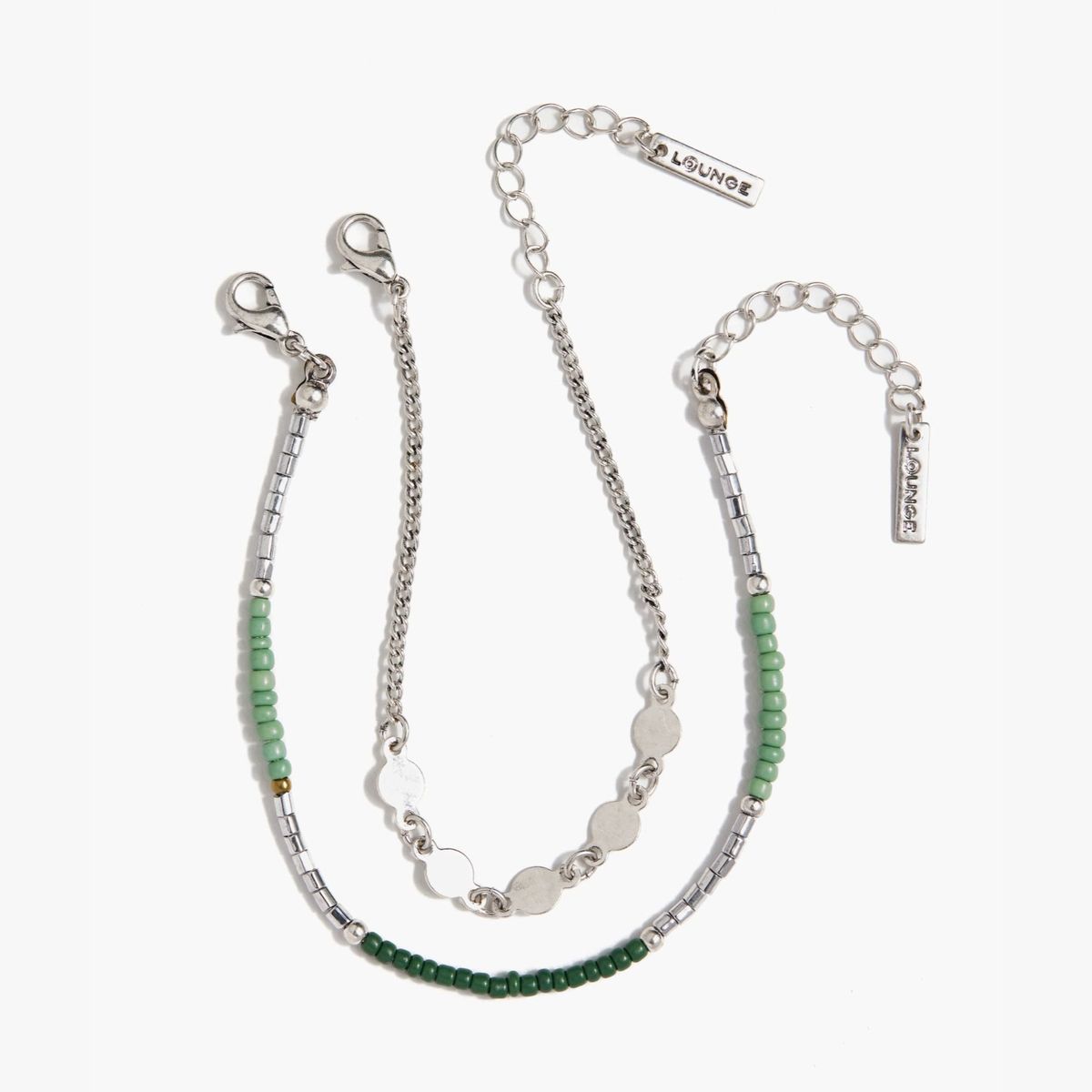 LOUNGE - Set Pulseras Mujer Con Mostacillas Plateado