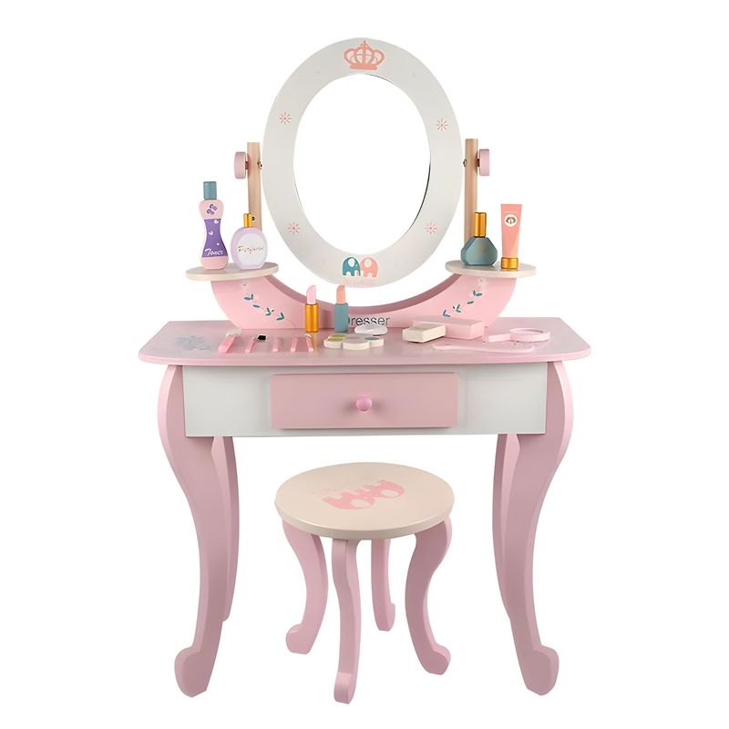PELLITOS - MINI TOCADOR DE MADERA SOLIDA LITTLE QUEEN ROSA