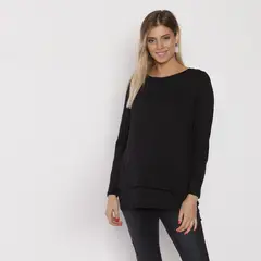 NALA - Polera Lactancia Doble Manga Larga Negro Maternity