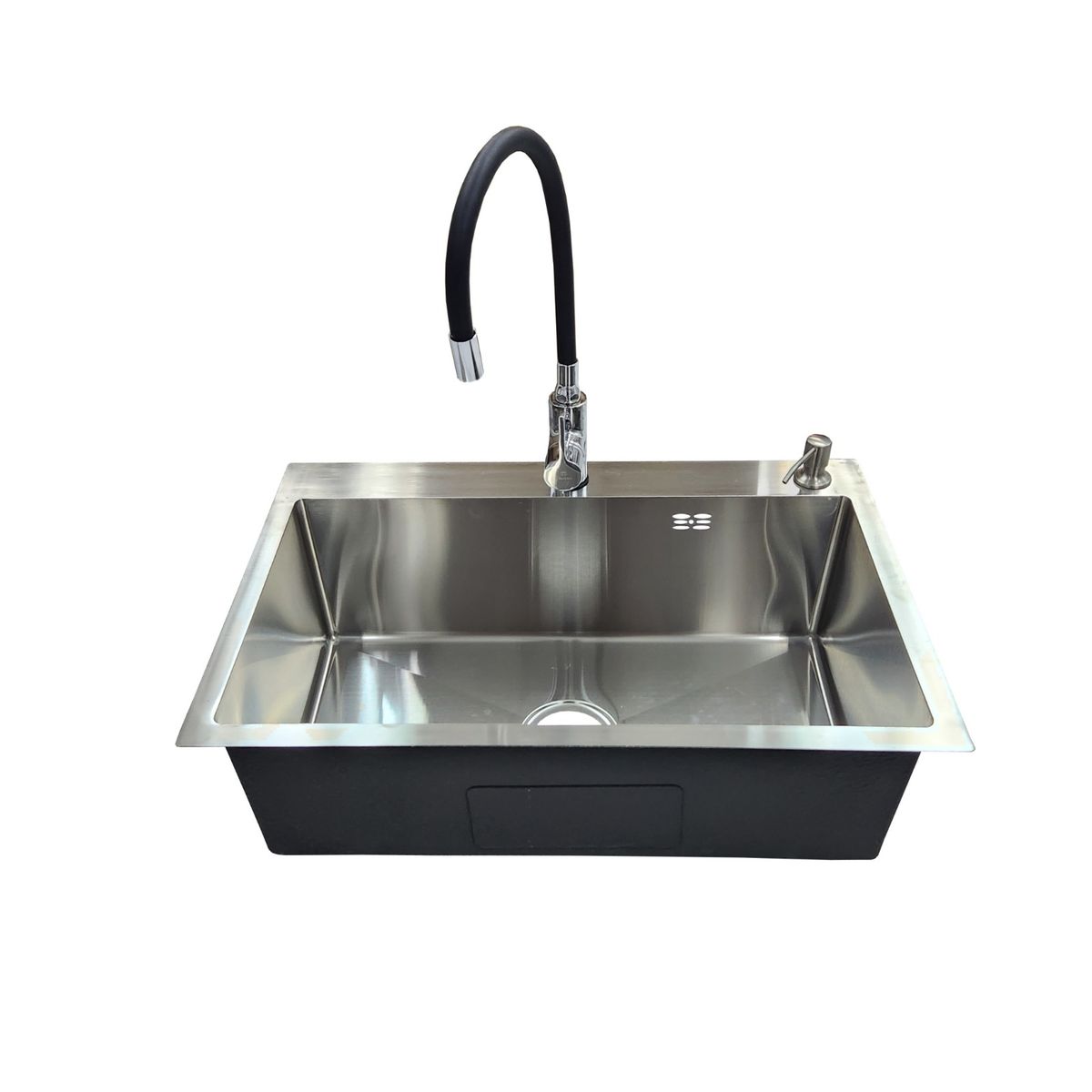 GENERICO - LAVAPLATOS 68X45 SILVER + GRIFERIA + DISPENSADOR