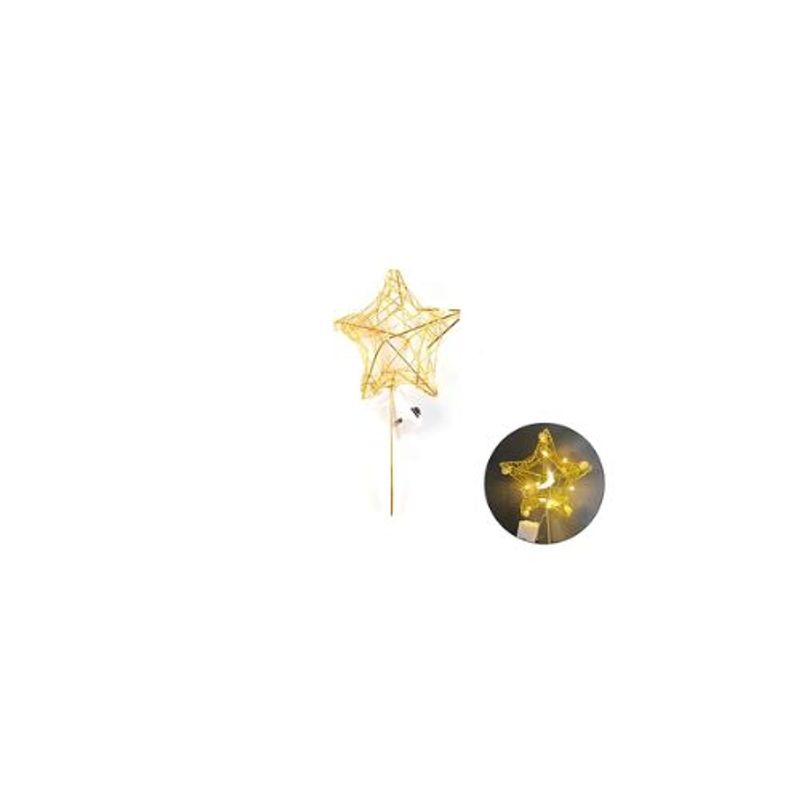 GENERICO - Topper De Estrella Dorada Con Luces 8x17cm