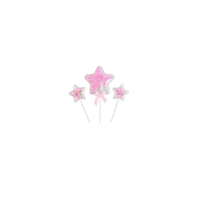 GENERICO - Topper De Estrella Rosa 3pcs 9x19cm