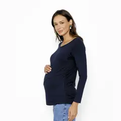 NALA - Polera Lactancia Paz Manga Larga Azul Marino Maternity