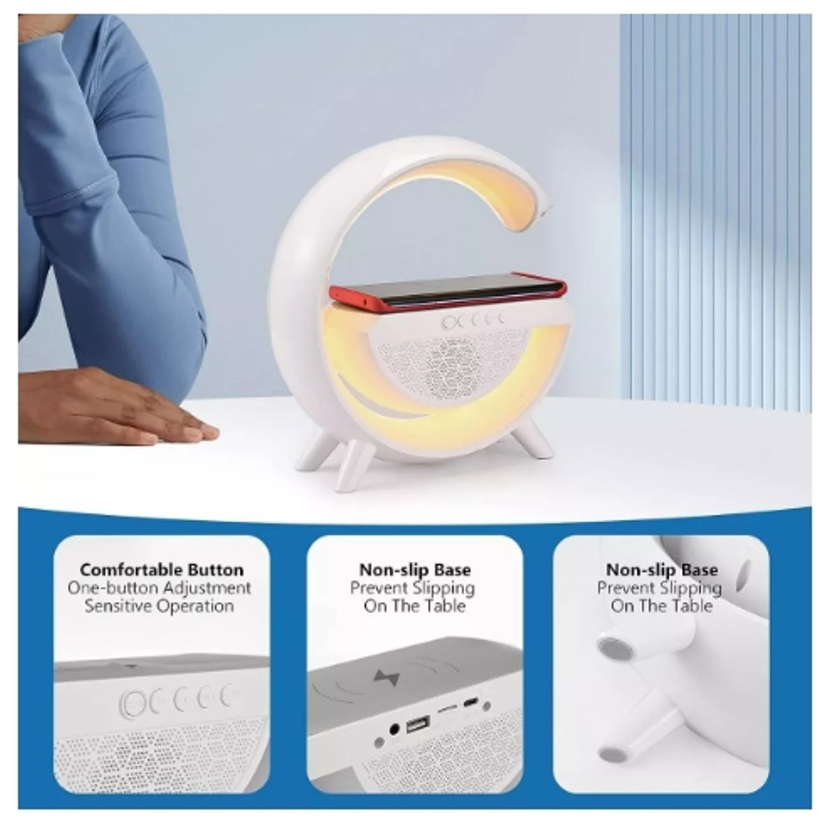 GENERICO - Lámpara De Mesa Altavoz Bluetooth Inteligente Atmósfera