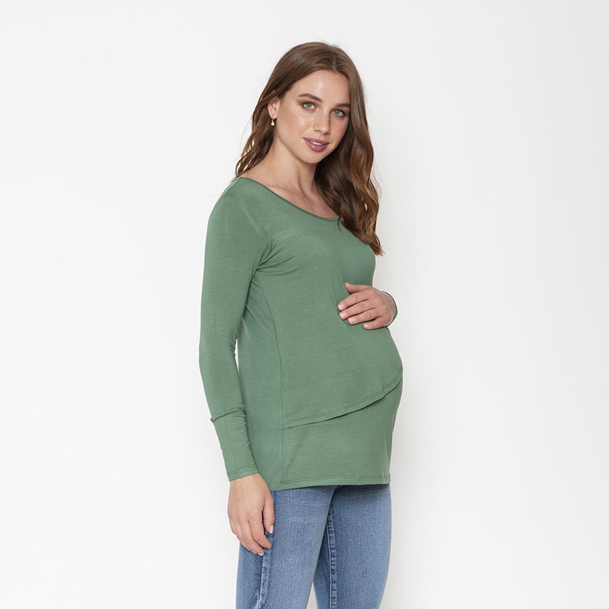 NALA - Polera Lactancia Paz Manga Larga Khaki Nala Maternity