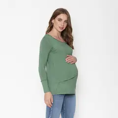 NALA - Polera Lactancia Paz Manga Larga Khaki Maternity