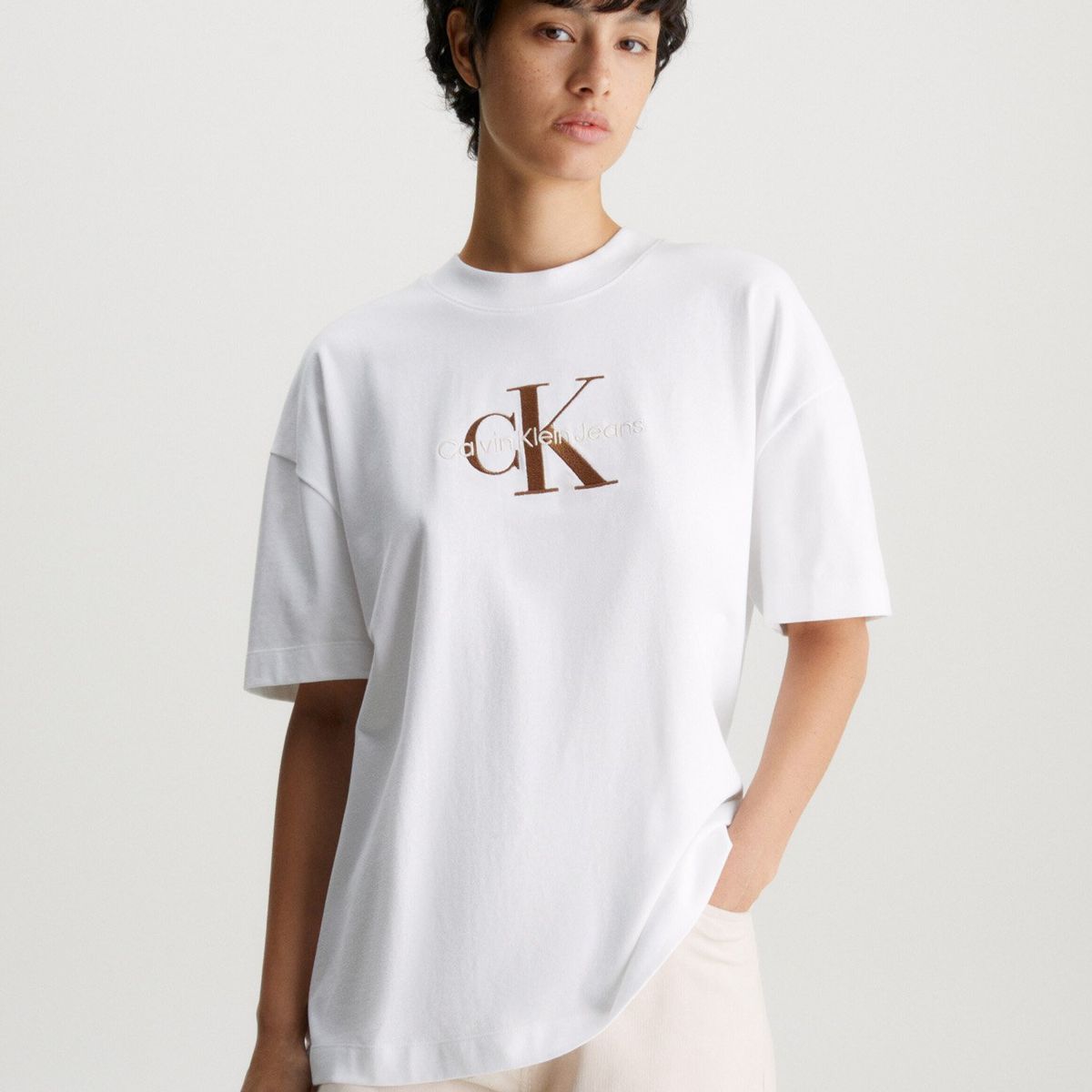 CALVIN KLEIN - Polera Premium Monologo Blanco Calvin Klein