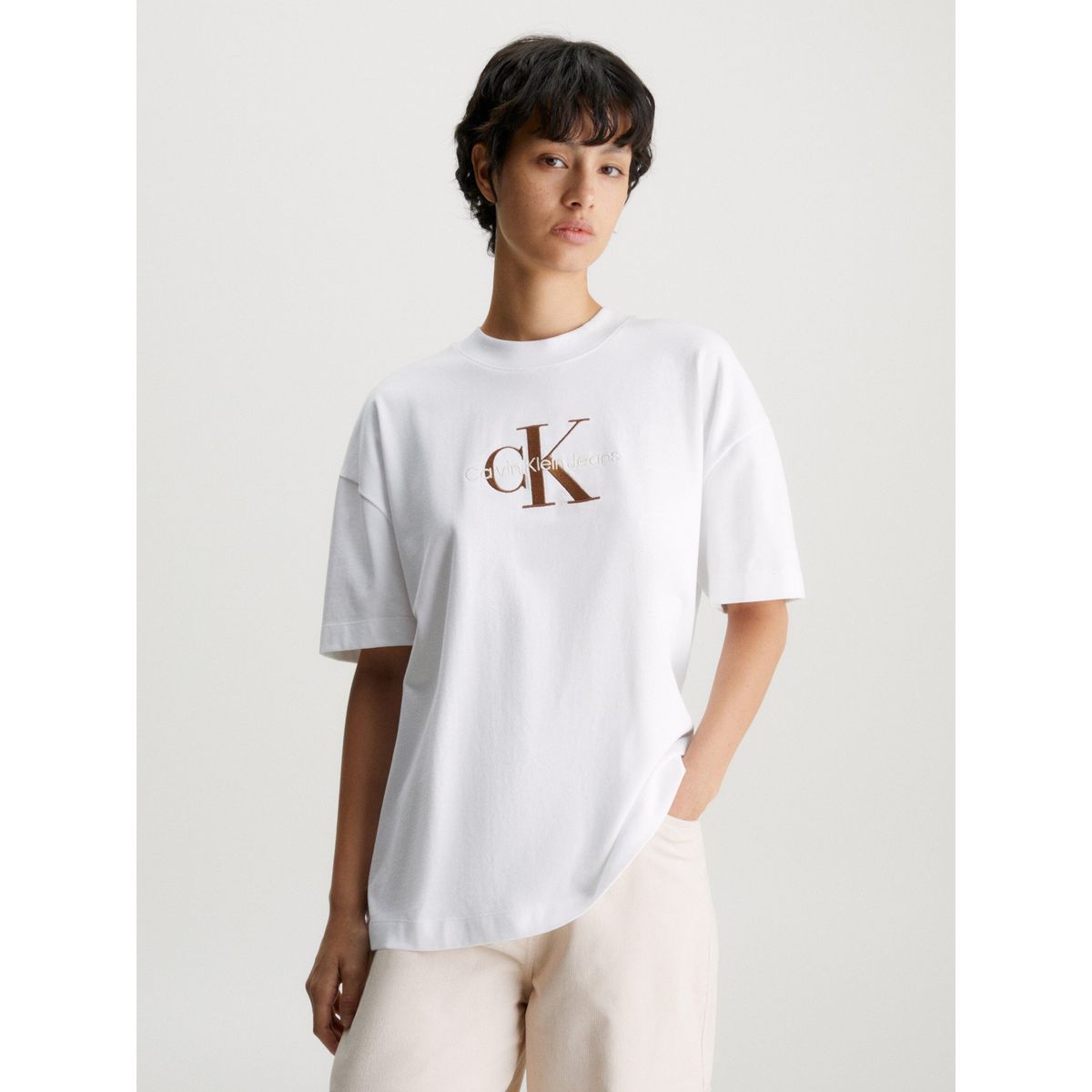 CALVIN KLEIN - Polera Premium Monologo Blanco Calvin Klein