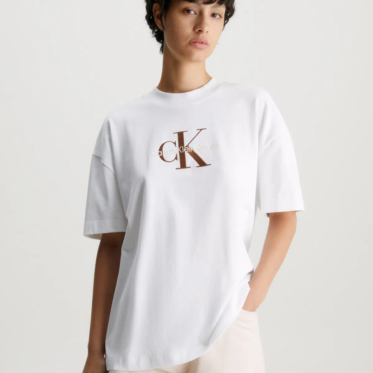 CALVIN KLEIN - Polera Premium Monologo Blanco Calvin Klein