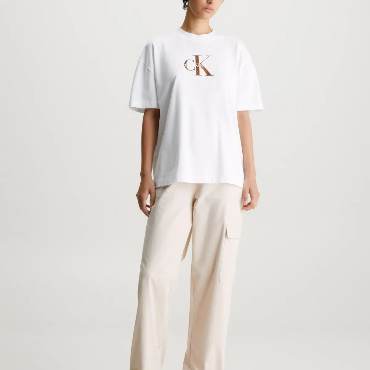 CALVIN KLEIN - Polera Premium Monologo Blanco Calvin Klein