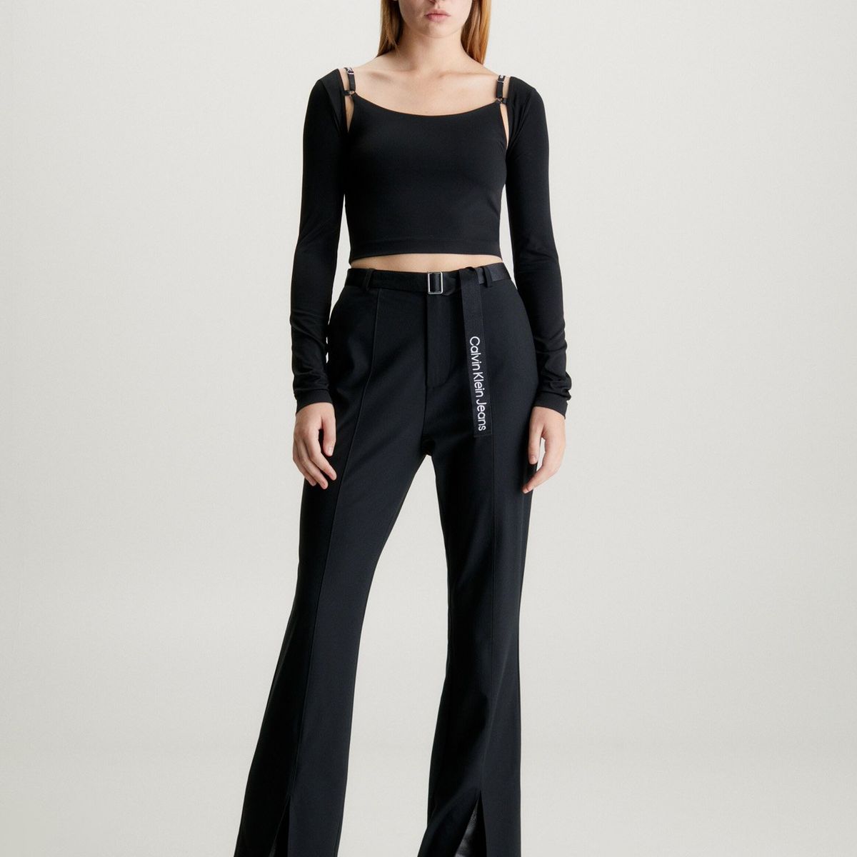 CALVIN KLEIN - Blusa Ls Strap Detail Negro Calvin Klein