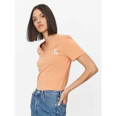 CALVIN KLEIN - Polera Monologo Slim V-Neck Naranja