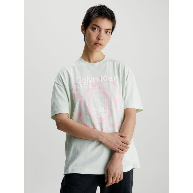 CALVIN KLEIN - Polera Galaxy Oversized Verde Calvin Klein