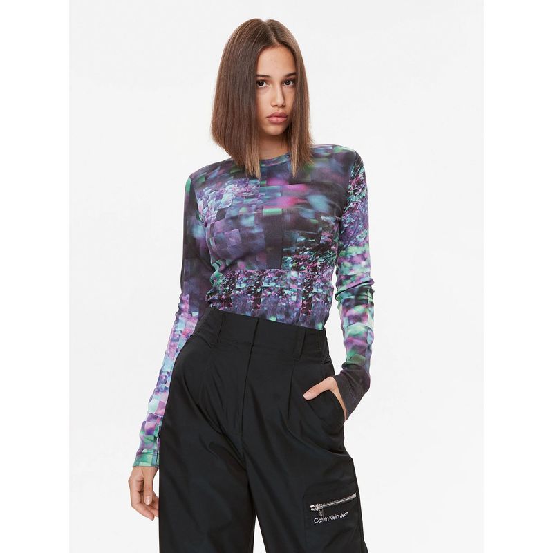 CALVIN KLEIN - Polera Ls Hyper Real Rib Negro Calvin Klein