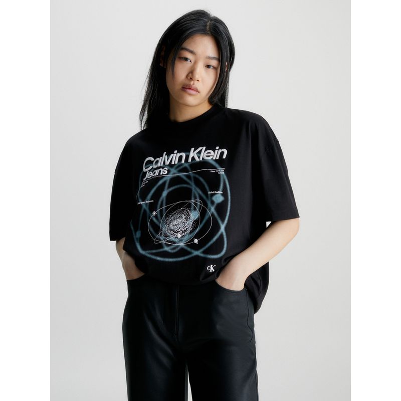 CALVIN KLEIN - Polera Galaxy Oversized Negro Calvin Klein
