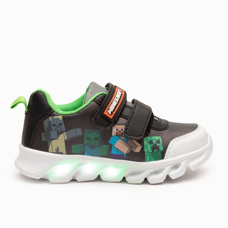 MINECRAFT - Zapatilla Con Luces Niño Personajes Negro Minecraft