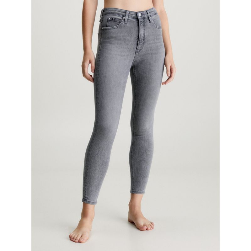 CALVIN KLEIN - Jeans High Rise Super Skinny Ankle Gris Calvin Klein