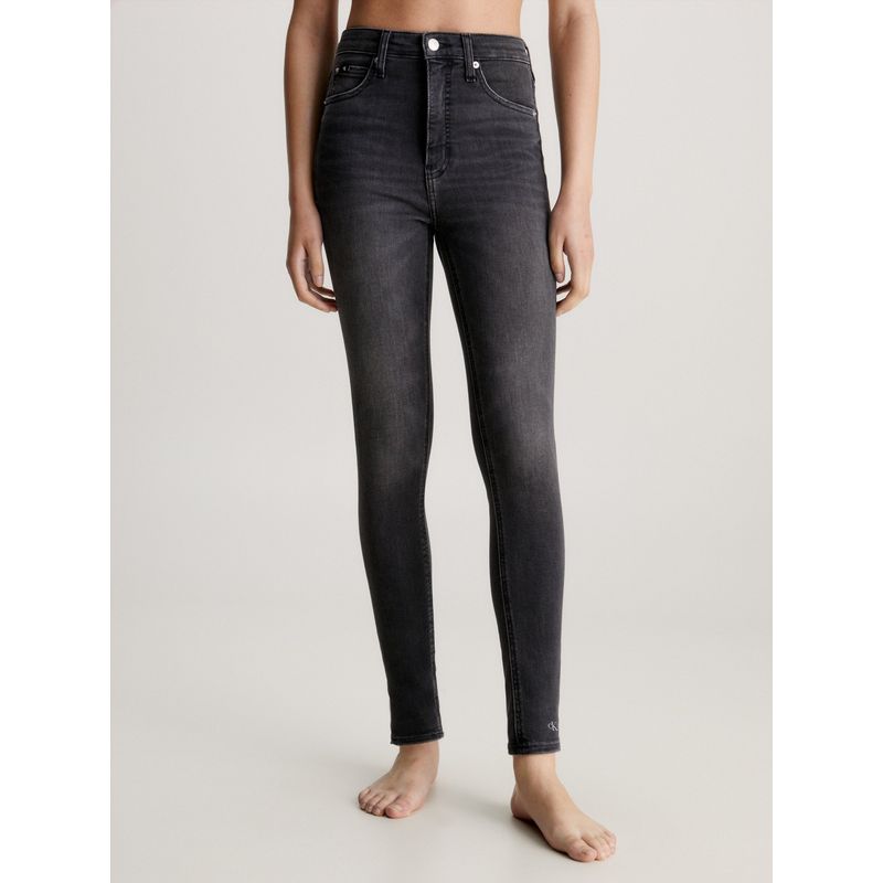 CALVIN KLEIN - Jeans High Rise Super Skinny Ankle Negro Calvin Klein