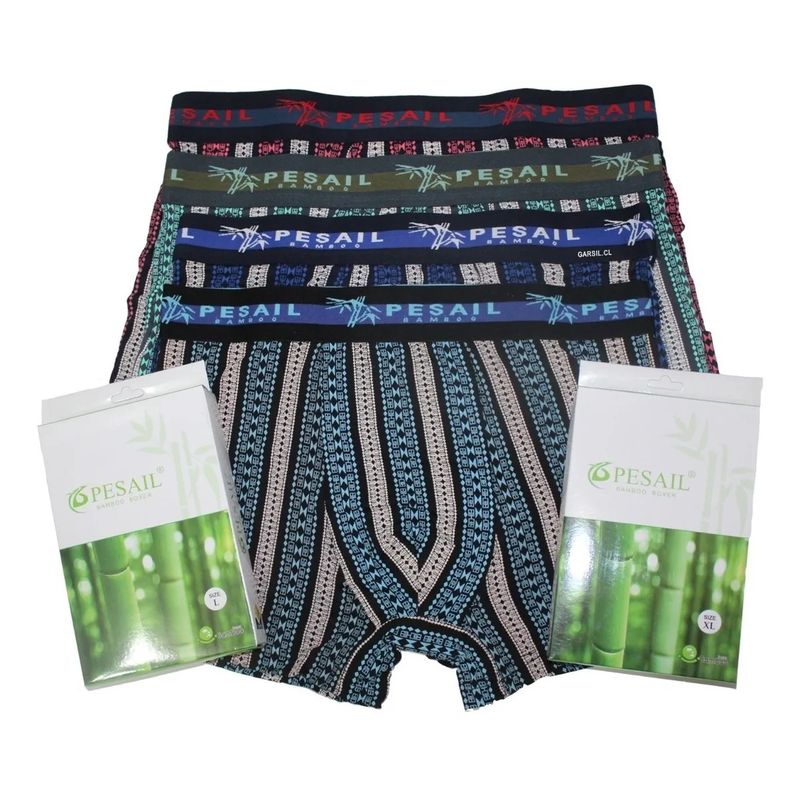 GARSIL - 12 Boxer Con Fibra de Bambu Para Hombre - Diseño Rayas.