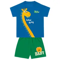 COYOTE KIDS - Conjunto polera azul y short jirafa - Azul