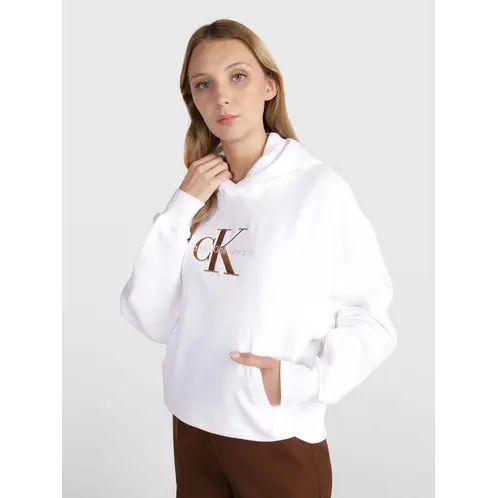 CALVIN KLEIN - Polerón con Gorro Premium Monologo Blanco