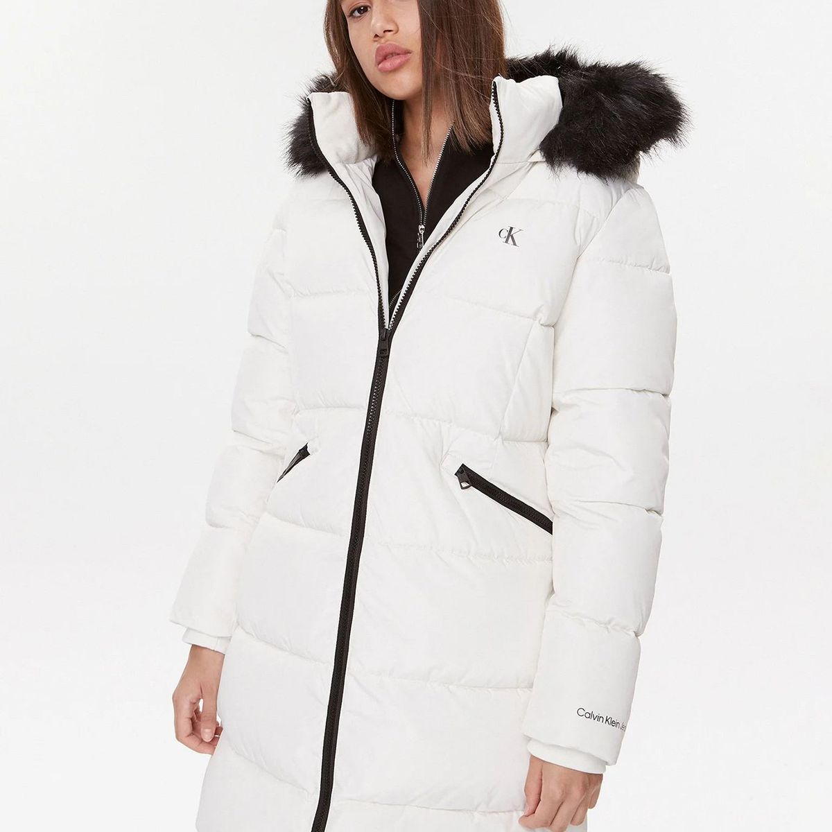 CALVIN KLEIN - Parka Larga Faux Fur Blanco Calvin Klein